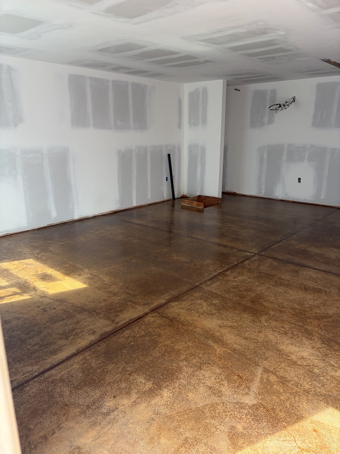 Warm stained garage floor