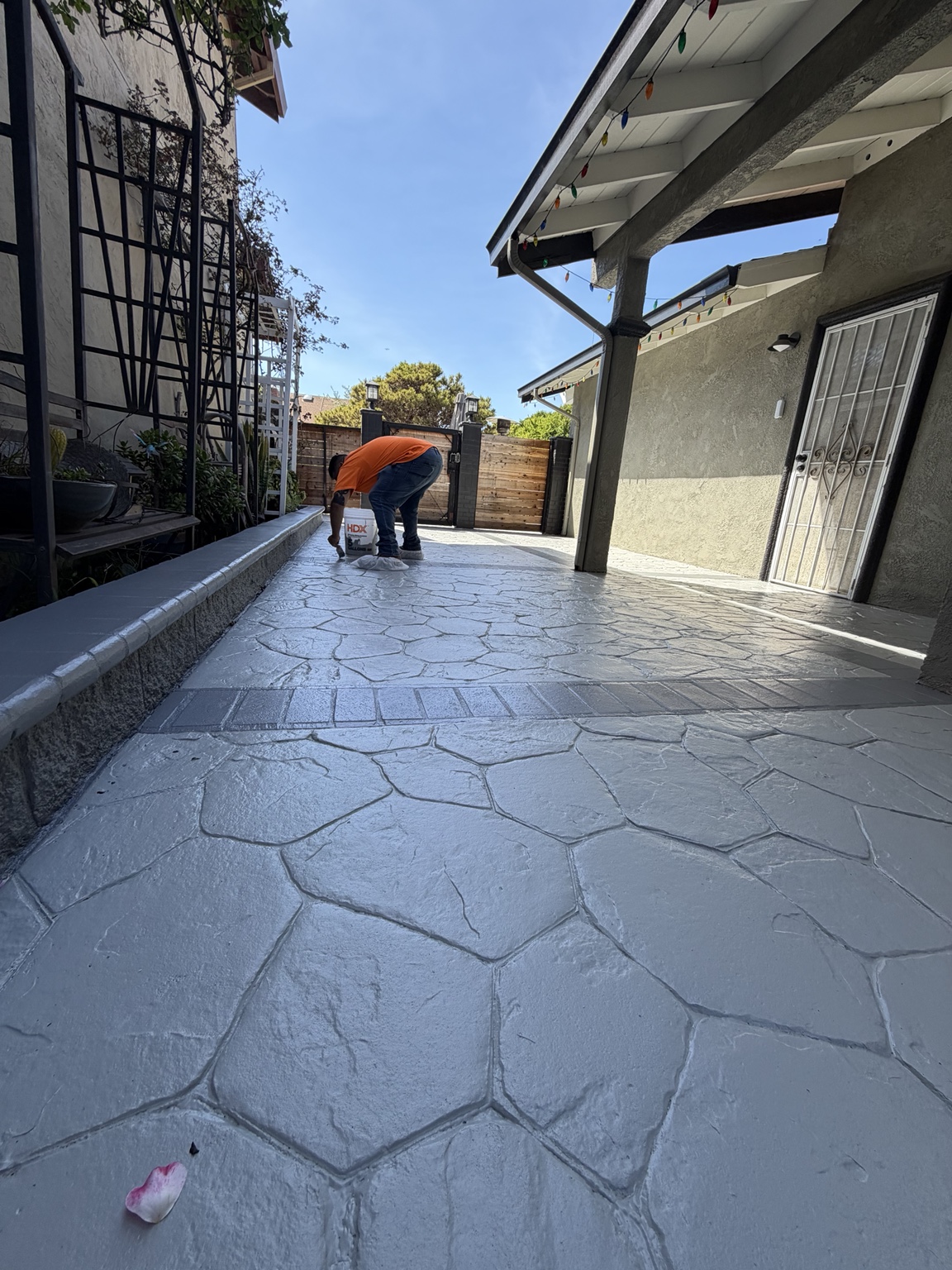 Restored stamped patio