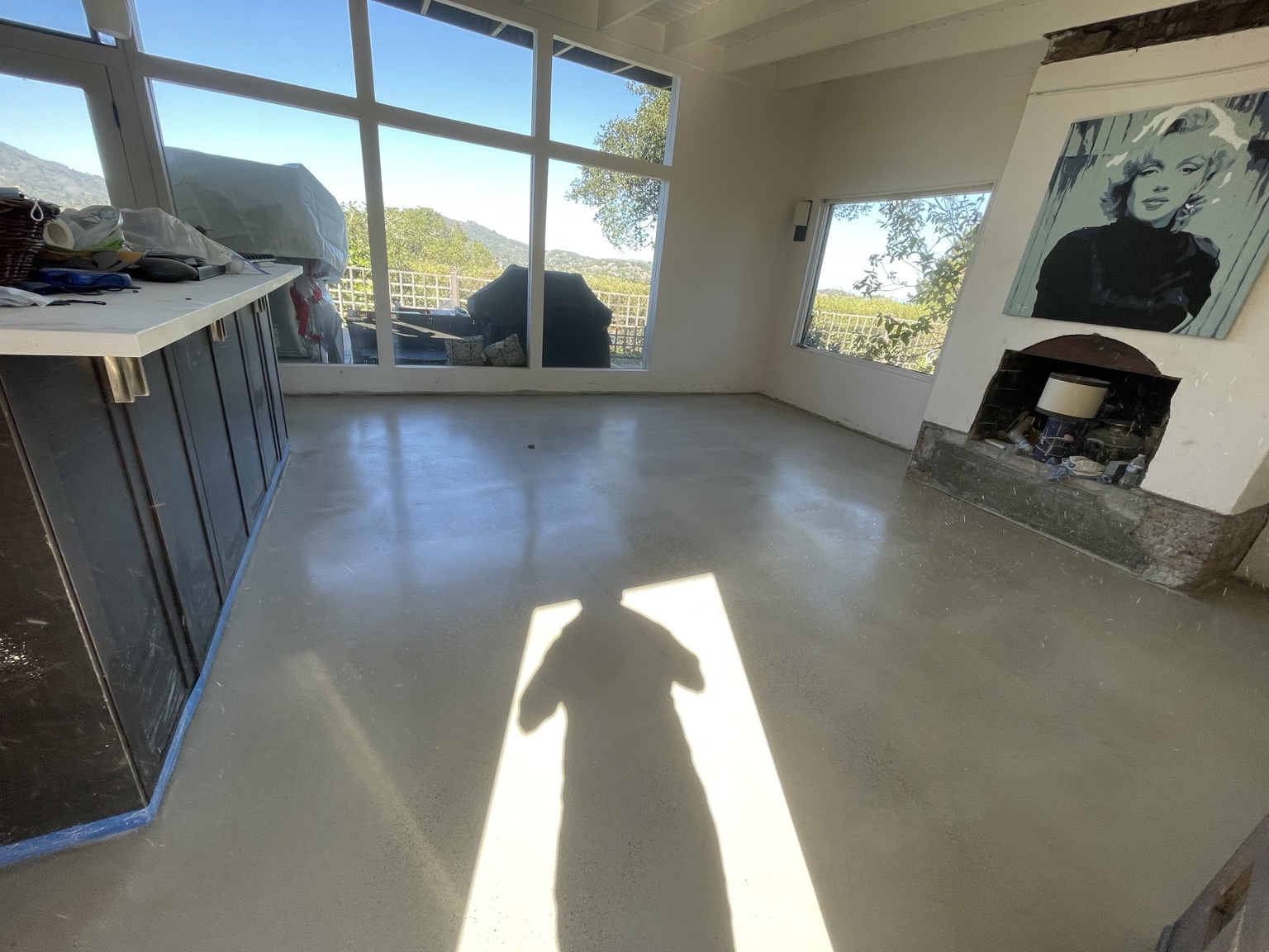Natural polish around the fireplace