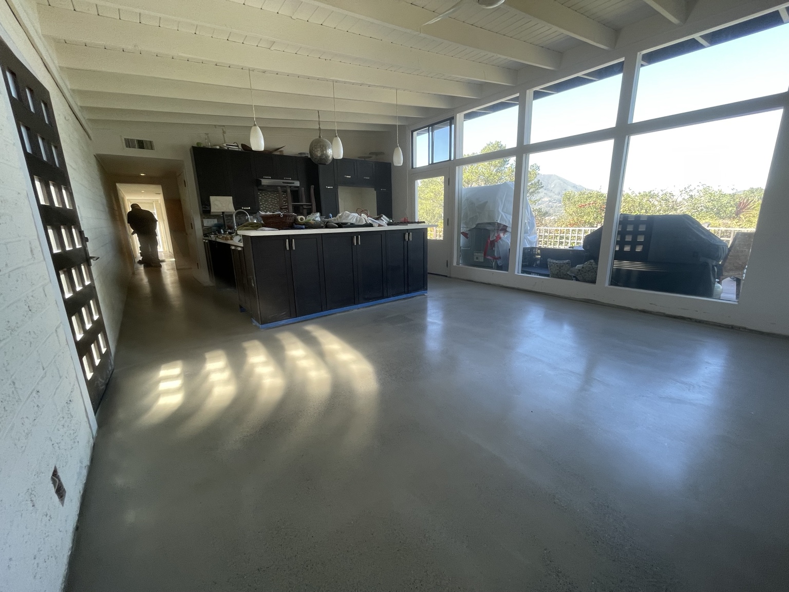 Hillside home concrete polish